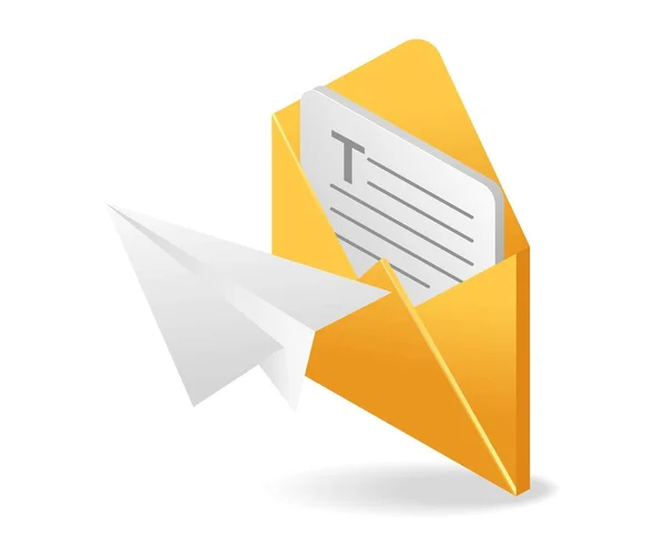 Isométrico Plana Ilustração Conceito Enviar Carta Mail — Vetor de Stock