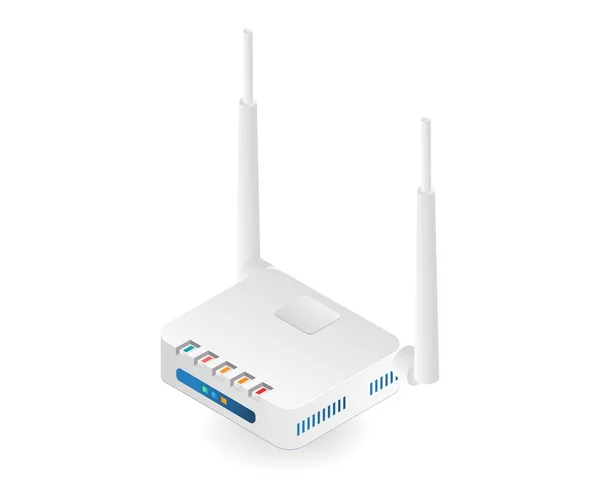 Illustrazione Isometrica Piatta Del Concetto Router Modem Rete Wifi — Vettoriale Stock