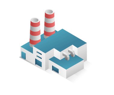 Flat isometric concept 3d illustration minimalistic building modern factory warehouse industry