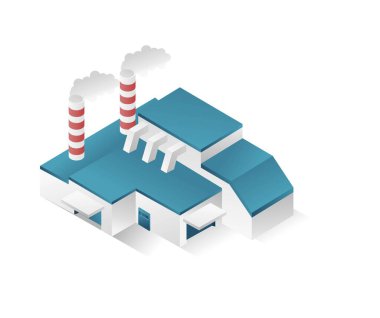 Minimalistic industrial factory isometric illustration 3d flat concept