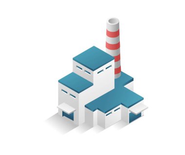Flat isometric concept 3d illustration minimalistic building modern factory warehouse industry