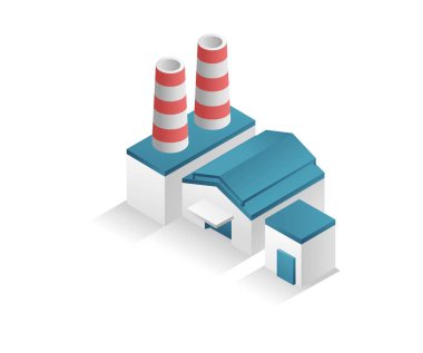 Flat isometric concept 3d illustration modern warehouse and factory industrial minimalist building