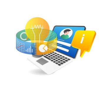 Kişisel veri ekranı izometrik düz 3d illüstrasyon kavramı