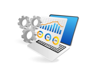 Veri işleme analizi seo optimizasyonunun Isometric 3d düz illüstrasyon kavramı