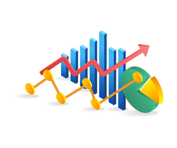 Isometric Flat Illustration Concept Investment Business Analysis Bar Chart — Stockový vektor