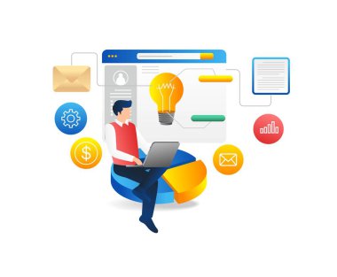 Web ve mobil uygulama geliştirme için düz tasarım modern vektör illüstrasyon kavramı.