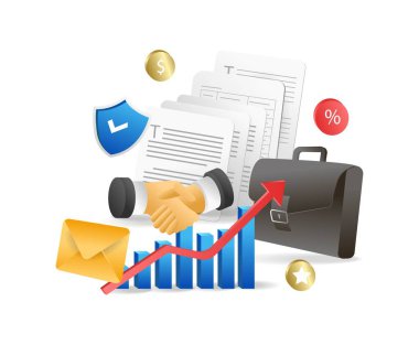 İş ve finans kavramı. Düz tasarım, vektör illüstrasyonu, vektör.