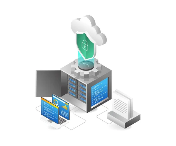 Server Cloud Computing Data Center Vectorillustratie — Stockvector