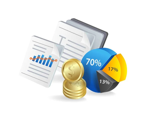 Ilustração Análise Dados Análise Dados Negócios Relatório Financeiro Ilustração Vetorial — Vetor de Stock