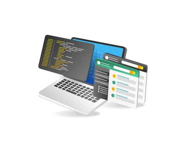 Responsief Webdesign Laptop Smartphone Vectorillustratie — Stockvector
