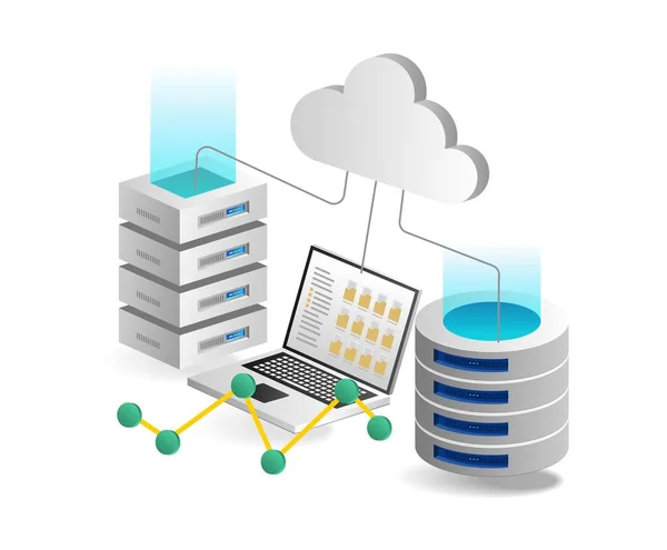 Cloud Computing Konzept Cloud Daten Des Servers Vektorillustration — Stockvektor