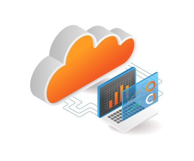 Cloud server analysis data program management clipart