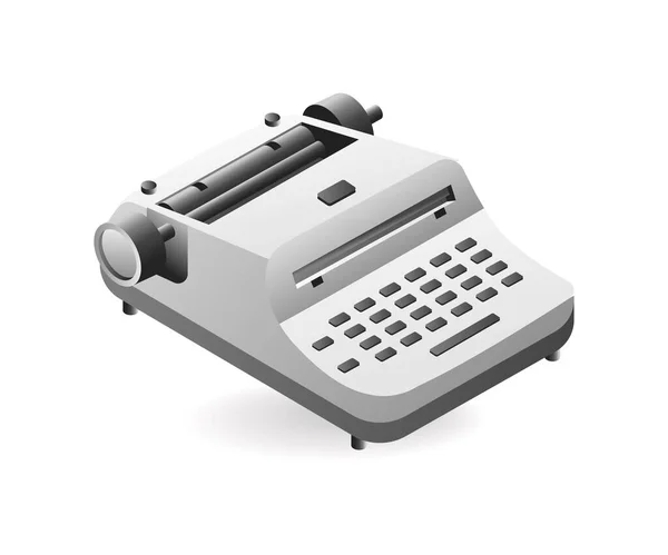 Tecnología Ilustración Isométrica Del Concepto Máquina Escribir Vintage — Vector de stock