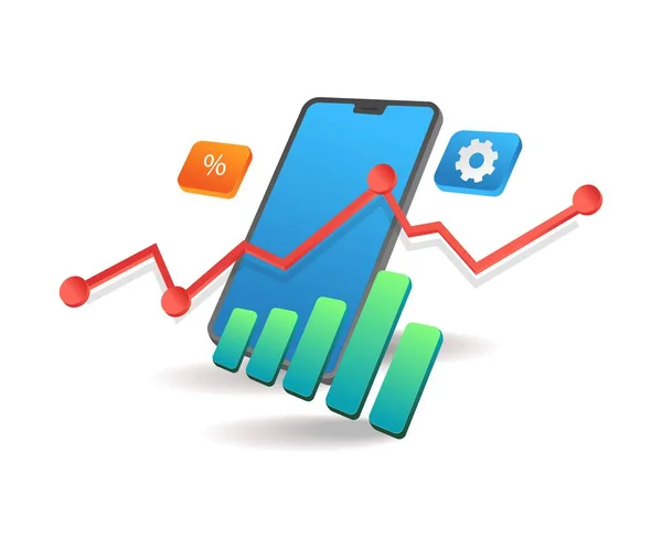 Análisis Datos Aplicaciones Empresariales Smarphone — Vector de stock