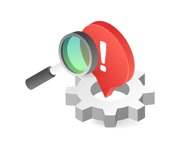 Search Process Gear Symbol Get Warning — Stock Vector