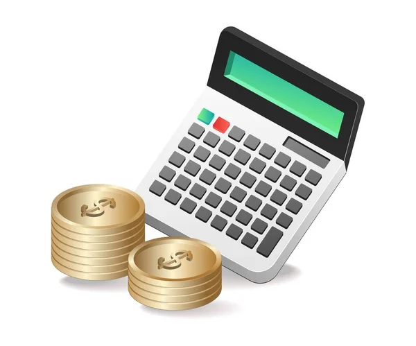 Kalkulačka Peněz Pro Účetní Izometrický Ilustrační Koncept — Stockový vektor