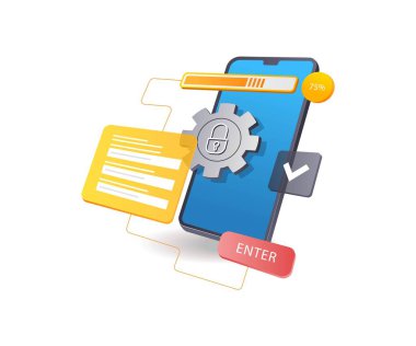 Veri güvenliği uyarı penceresi izometrik illüstrasyon