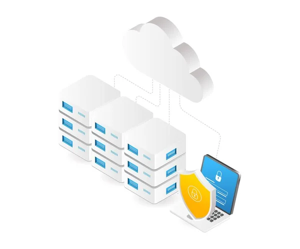 Комп Ютерна Мережа Безпеки Даних Хмарного Сервера — стоковий вектор