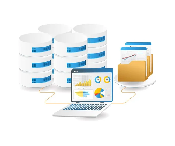 Gespeicherte Server Datenbankanalyse — Stockvektor