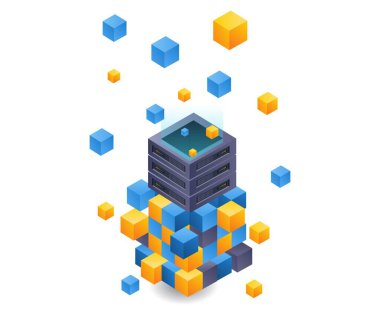 Blockchain sunucu teknolojisi izometrik illüstrasyon