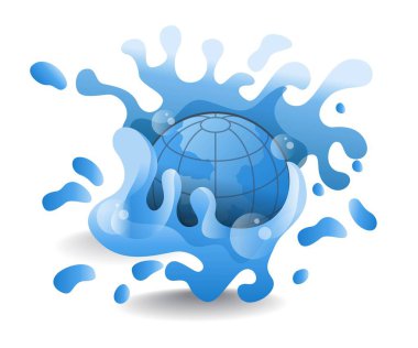 Su topraktan akar, düz izometrik 3d çizim