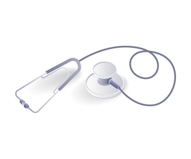 Stetoskop tıbbi aracı düz izometrik illüstrasyon