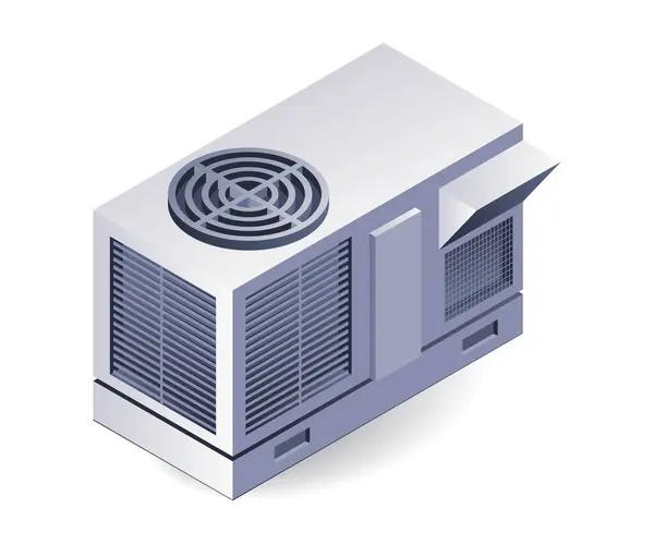 İnşaat HVAC sistemi düz izometrik 3d illüstrasyon