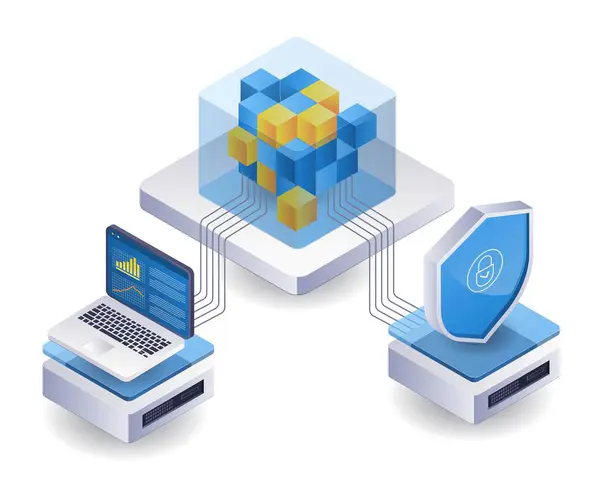 stock vector Blockchain technology analysis network