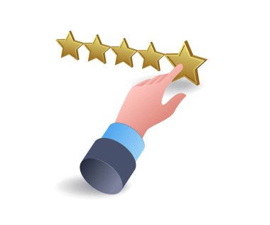 3D düz izometrik illüstrasyon bilgilerinin en iyi incelemesi için beş yıldız seçin