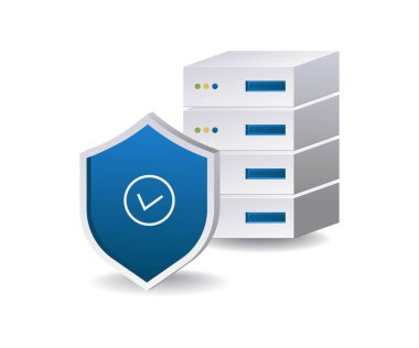 Veri sunucusu güvenlik bilgileri 3d illüstrasyon düz izometrik