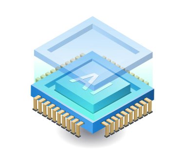 Yapay Zeka Teknolojisi Koruyucusu Infographic 3D Çizim Düz İzometrik