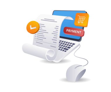 Çevrimiçi alışveriş ve ticaret pazarı bilgileri düz izometrik 3d illüstrasyon