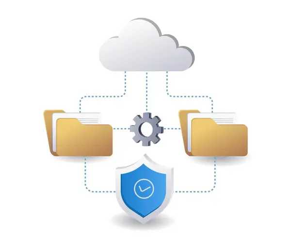 Data Storage Security Cloud Servers Technology Infographics Flat Isometric Illustration Gráficos vectoriales