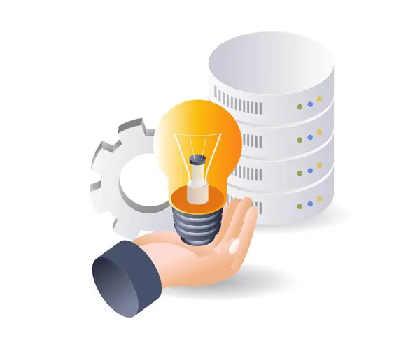 Idea Serving Database Server Maintenance Technology Infographic Illustration Flat Isometric Ilustraciones de stock libres de derechos