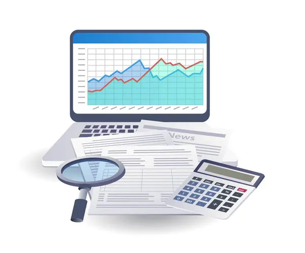 Gegevens Vennootschapsbelasting Financiële Analyse Infographics Platte Isometrische Illustratie Rechtenvrije Stockillustraties