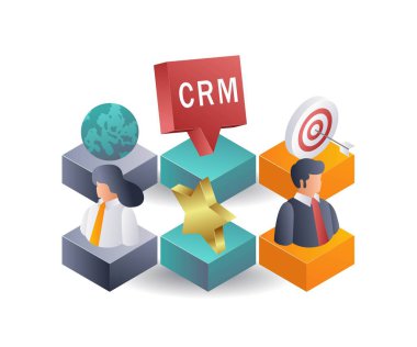 İş Büyümesi için CRM Stratejileri izometrik illüstrasyon