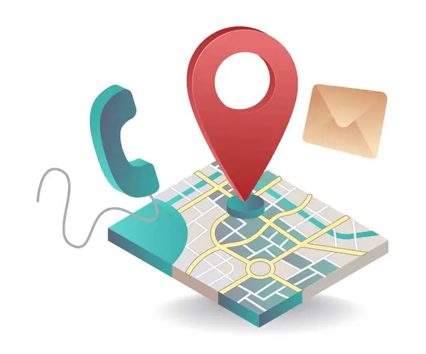 stock vector Communication Features in Location Based Mapping Applications