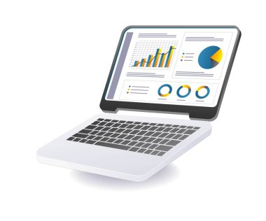 Finans ve başarıyı sembolize eden iş büyüme grafikli dizüstü bilgisayar ekranı