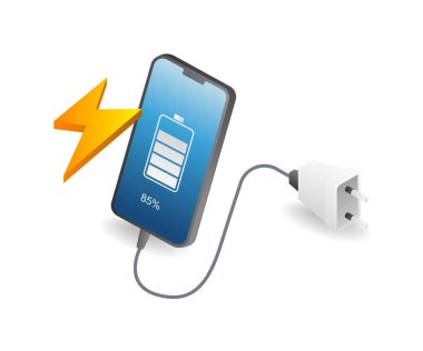 Bir cep telefonunu elektrik enerjisiyle şarj etmenin bir göstergesi