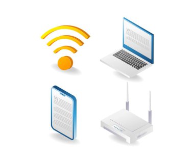 Bilgisayar ağı bilgi teknolojisi temalı resimleme paketi