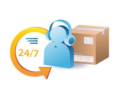 Müşteri hizmetleri ve paket dağıtım sembolü lojistik, destek ve çevrimiçi alışveriş