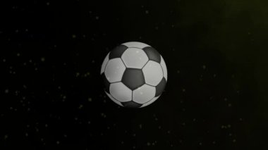 Futbol ve futbol animasyonu futbol maçı için siyah arkaplan ile.