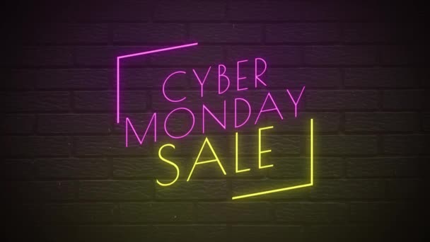 Cyber Monday Продає Неонові Знаки Промо Відео Кібер Понеділка — стокове відео