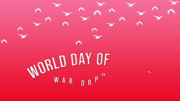 Dia Mundial Guerra Orphans Texto Com Pássaros Dia Mundial Órfãos — Vídeo de Stock