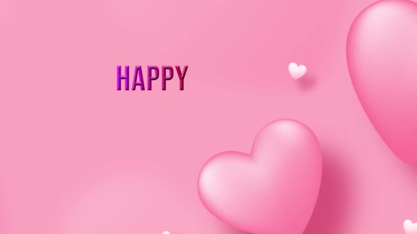 Happy Valentines Day Hearts Happy Valentines Day Text Lover Couples — Wideo stockowe