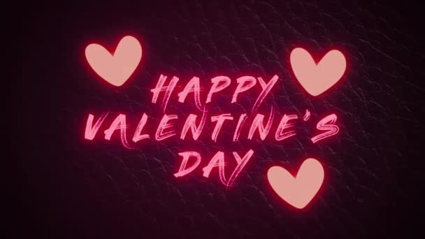 Happy Valentines Day Hearts Lighting Valentines Day Text Lover Couples — Vídeos de Stock