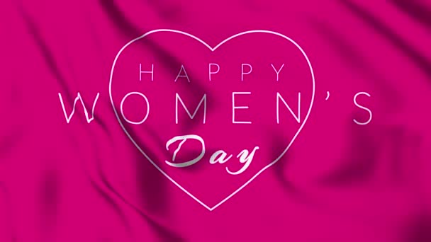 Happy Women Day Pada Latar Belakang Bendera Merah Muda Untuk — Stok Video