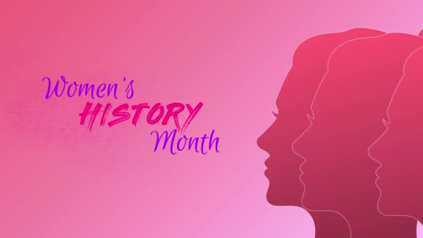 Women History Month Text Mit Animiertem Frauengesicht Für Women History — Stockvideo