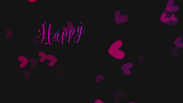 Šťastný Den Matek Srdcem Animované Černé Pozadí Pro Mezinárodní Den — Stock video