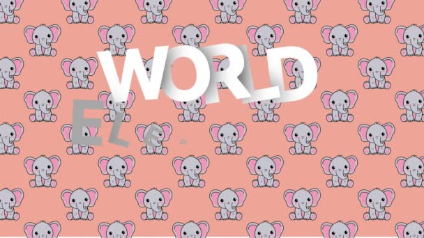 Světový Den Slonů Sloním Animovaným Pozadím Pro Sloní Den — Stock video
